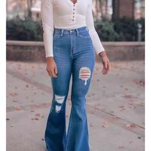Southern Alternative Happy Hour Distressed Flare Jeans